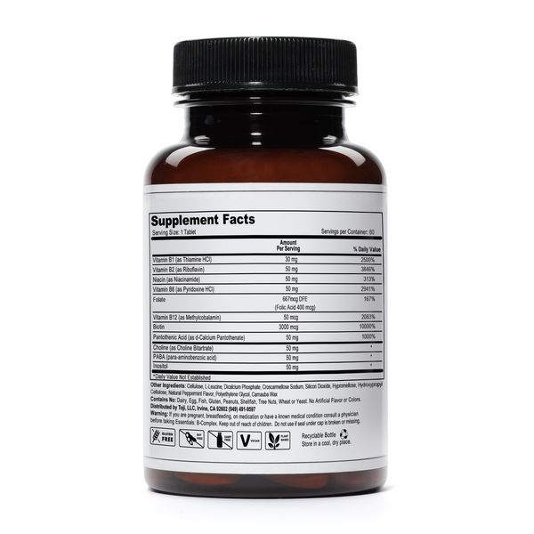 Toji Essentials: B-Complex With PABA, Choline, Inositol, 60 Vegetarian ...